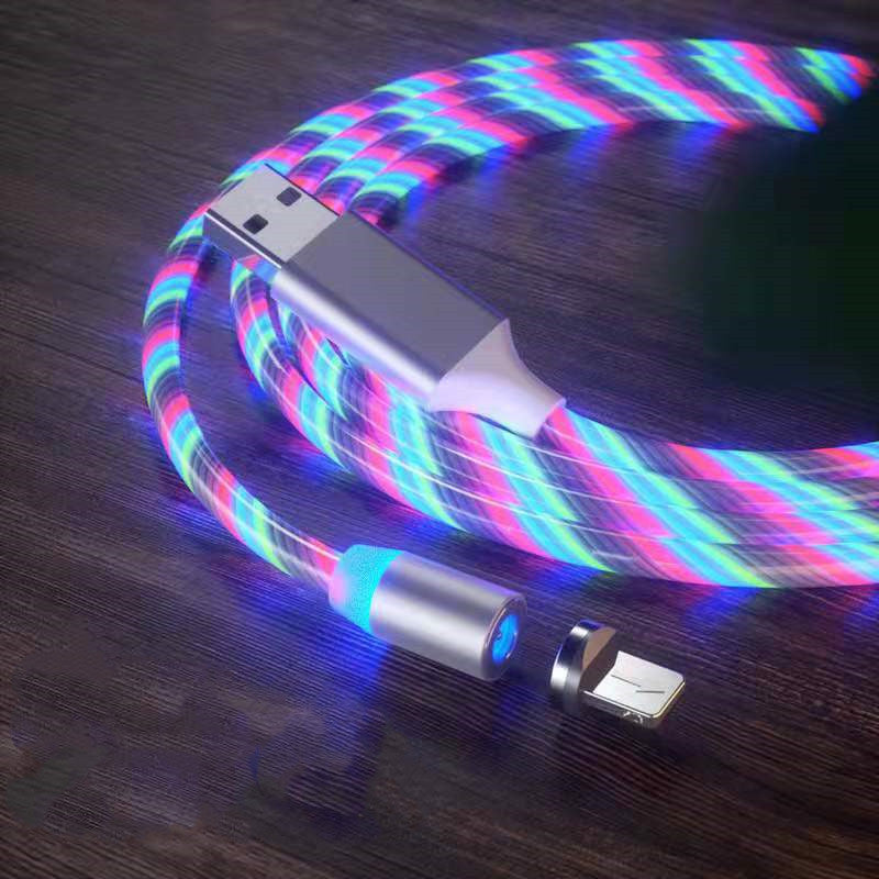 Magnetic Charging Cable Streamer Fast Charging Cable LED Magnet Charger Type-C Cable
