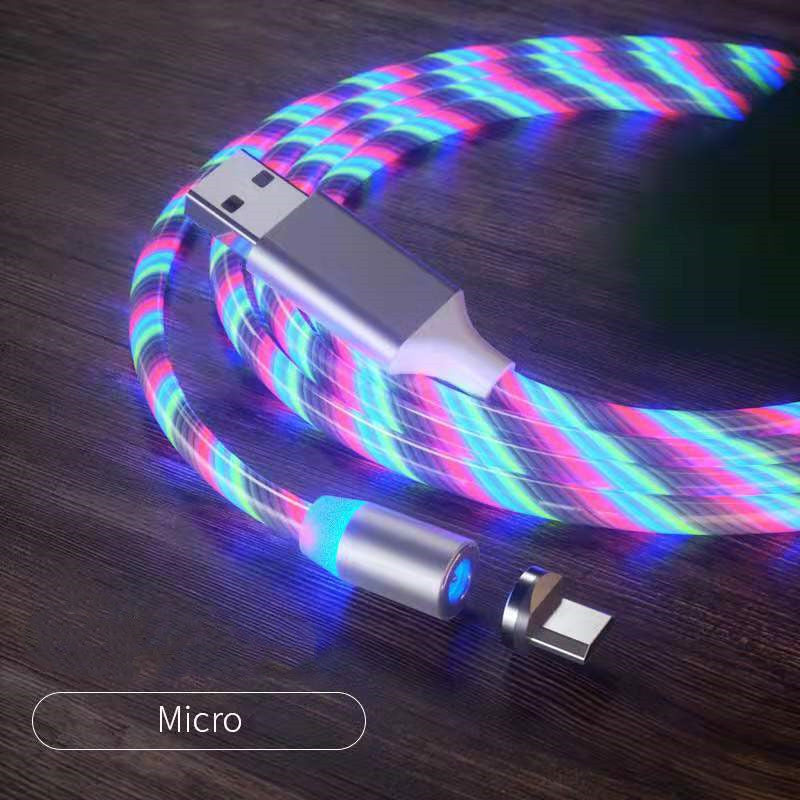 Magnetic Charging Cable Streamer Fast Charging Cable LED Magnet Charger Type-C Cable