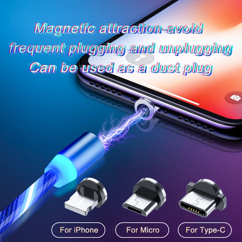 Magnetic Charging Cable Streamer Fast Charging Cable LED Magnet Charger Type-C Cable
