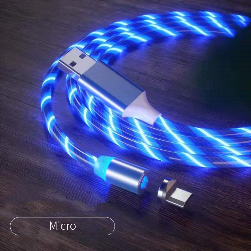 Magnetic Charging Cable Streamer Fast Charging Cable LED Magnet Charger Type-C Cable